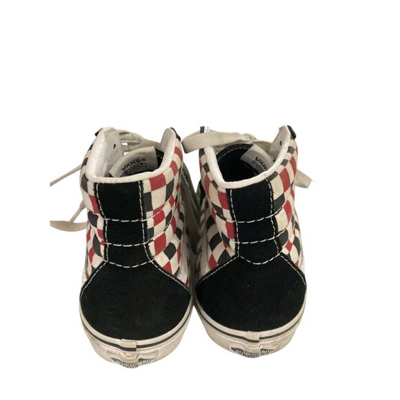 Vans Kids Size 6.5  Sk8-Hi black Red White canvas Checkerboard Hi-Top Sneakers - Picture 4 of 8
